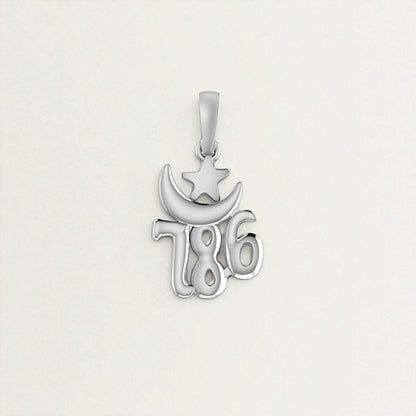 92.5% Pure Sterling Silver religious and lucky 786 Pendant for Kids and Woman