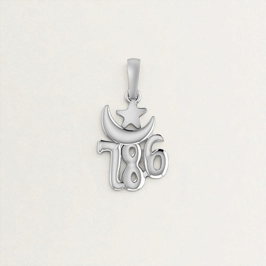 Akshat Sapphire 92.5% Pure Sterling Silver religious and lucky 786 Pendant for Kids and Woman