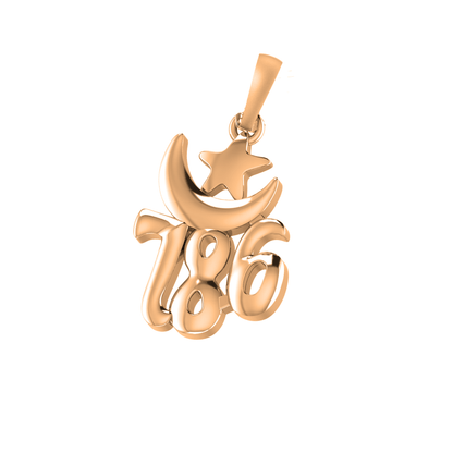 22 CT Gold Plated Silver (92.5% purity) religious and lucky 786 Pendant by for Kids and Woman