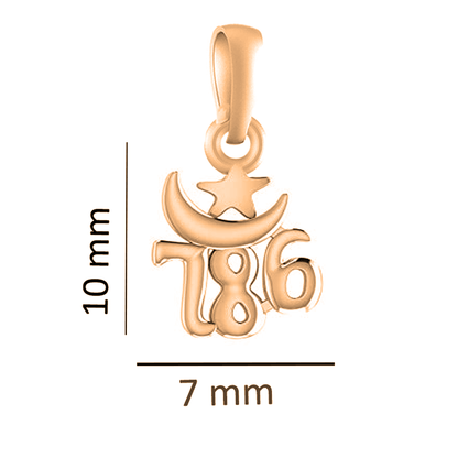 22 CT Gold Plated Silver (92.5% purity) religious and lucky 786 Pendant by for Kids and Woman