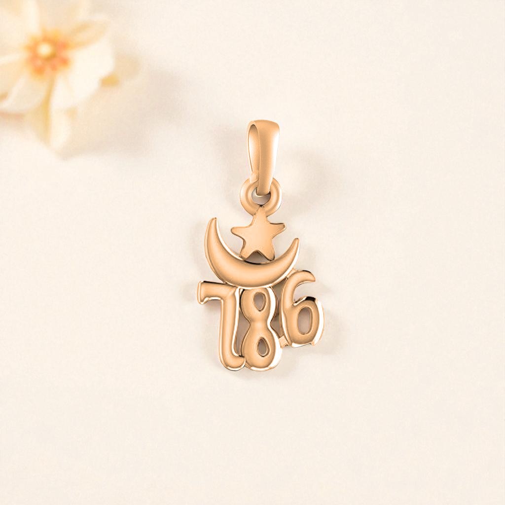 22 CT Gold Plated Silver (92.5% purity) religious and lucky 786 Pendant by for Kids and Woman