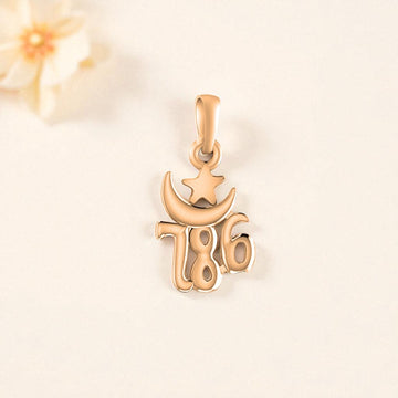 22 CT Gold Plated Silver (92.5% purity) religious and lucky 786 Pendant by Akshat Sapphire for Kids and Woman