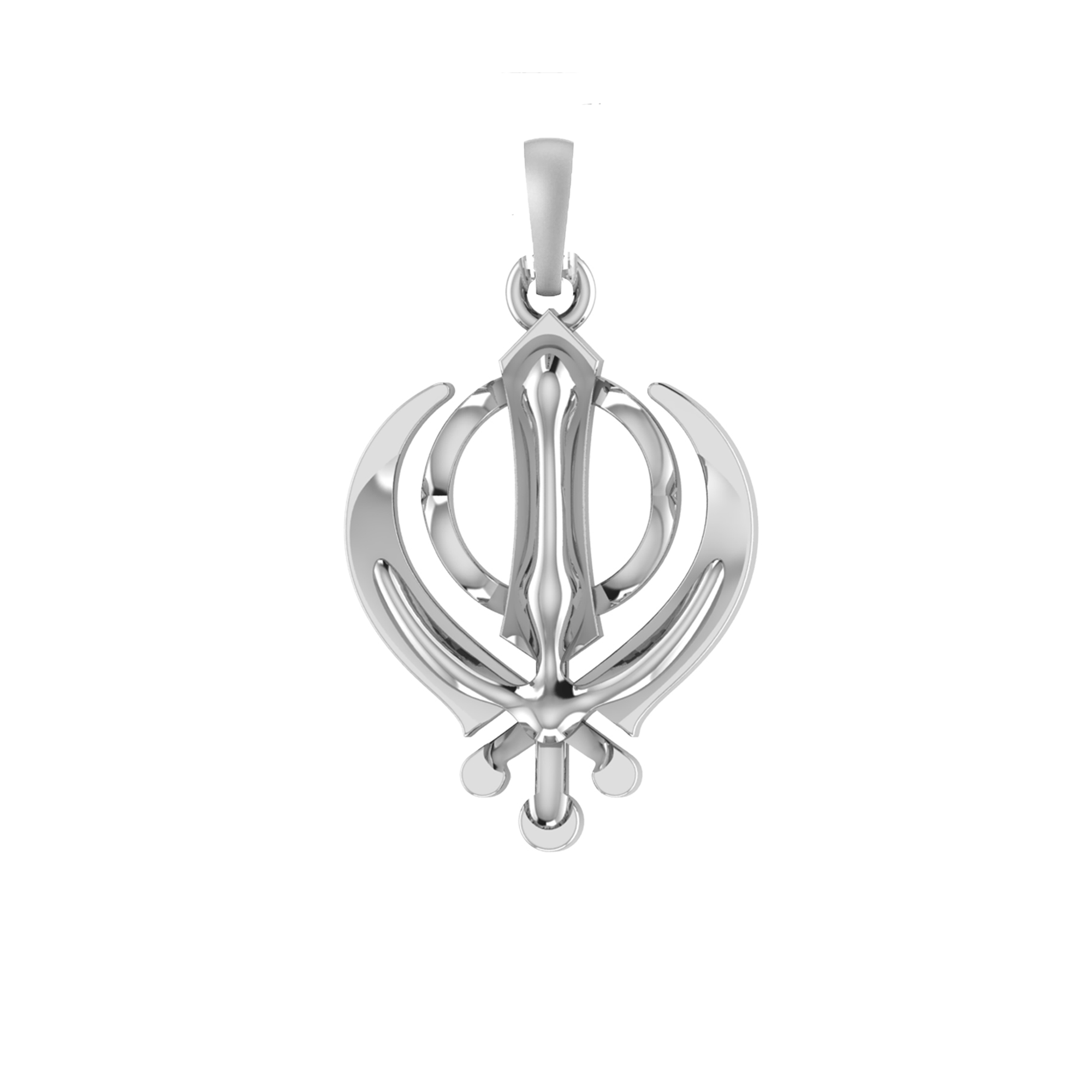 Akshat Sapphire 92.5% Pure Sterling Silver Sikh Khanda symbol Pendant for Kids and Woman