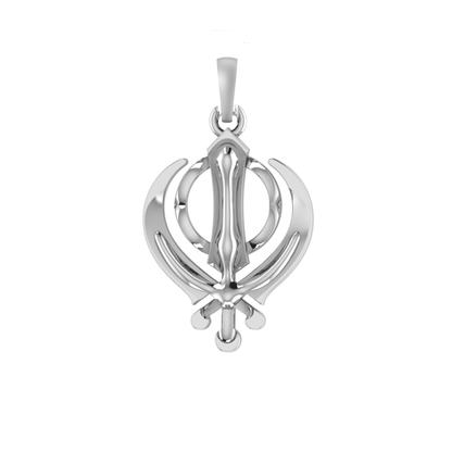 92.5% Pure Sterling Silver Sikh Khanda symbol Pendant for Kids and Woman