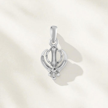 Akshat Sapphire 92.5% Pure Sterling Silver Sikh Khanda symbol Pendant for Kids and Woman