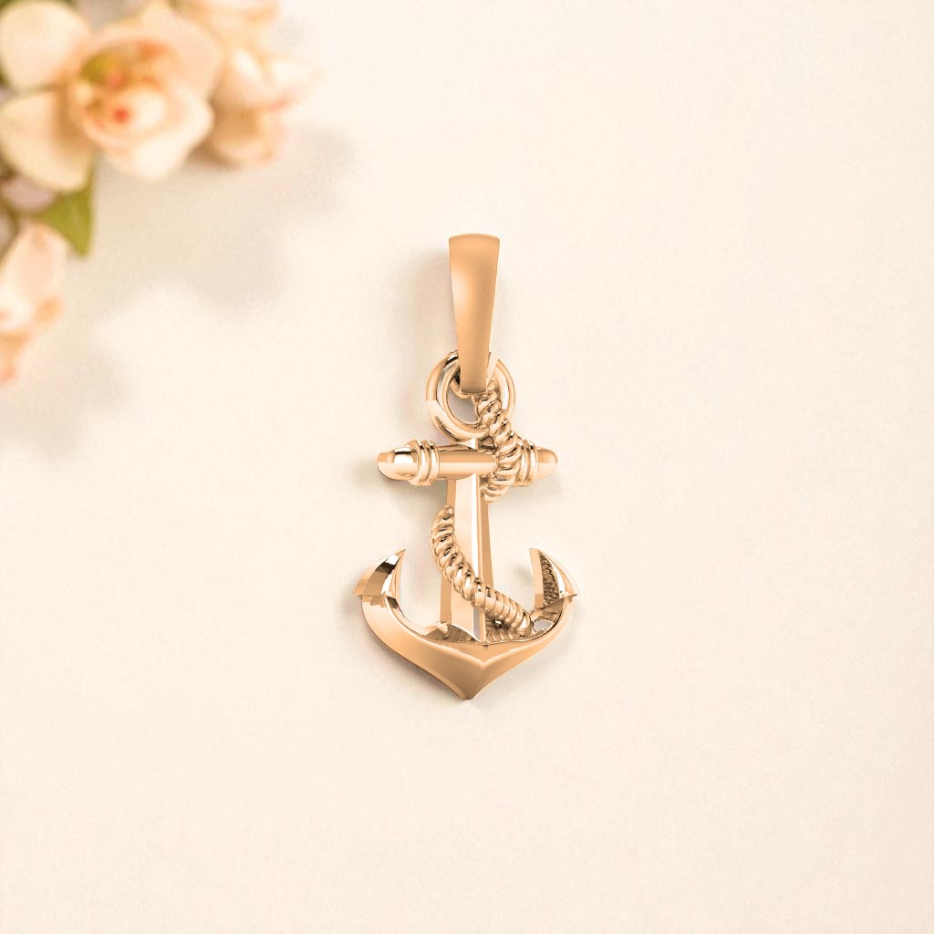 22 CT Gold Plated Silver (92.5% purity) Ship Anchor Pendant by for Kids & Woman