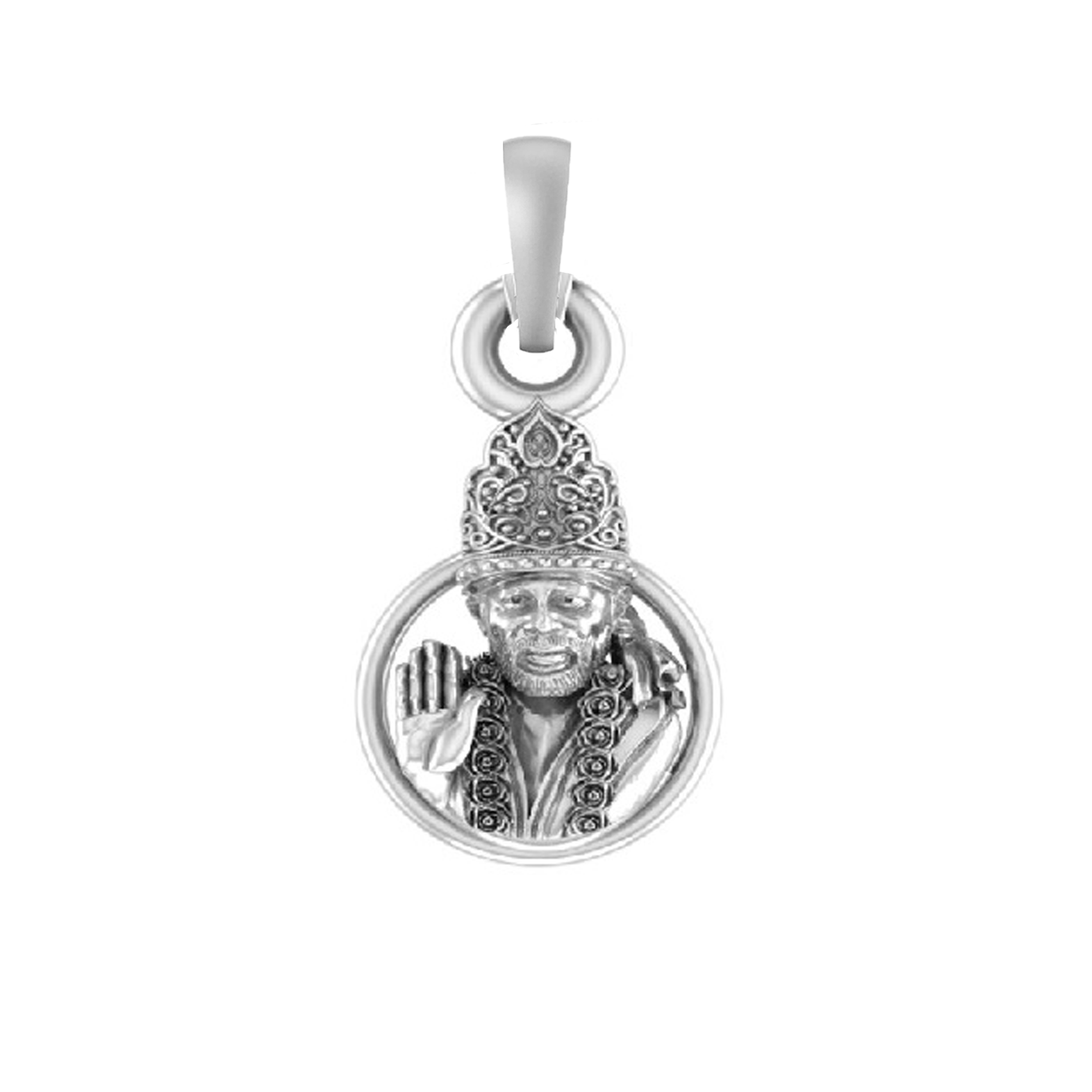 Akshat Sapphire 92.5% Pure Sterling Silver God Shirdi Sai Baba Pendant Locket For Kids and woman