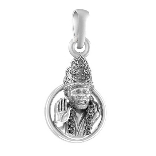 Akshat Sapphire 92.5% Pure Sterling Silver God Shirdi Sai Baba Pendant Locket For Kids and woman