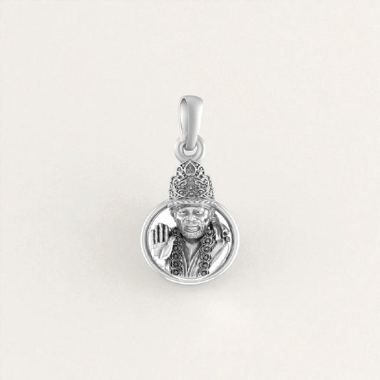 Akshat Sapphire 92.5% Pure Sterling Silver God Shirdi Sai Baba Pendant Locket For Kids and woman