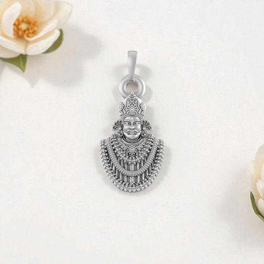 Akshat Sapphire 92.5% Pure Sterling Silver God Baba Khatu Shyam Pendant for Kids & Woman