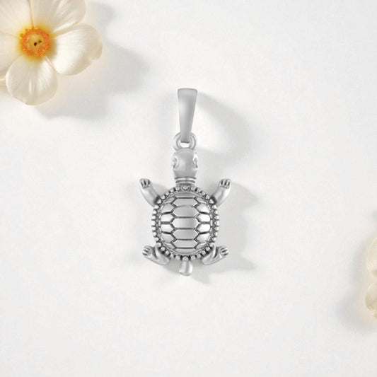 Akshat Sapphire 92.5% Pure Sterling Silver Prosperity Symbolic Tortoise Pendant for Kids & Woman