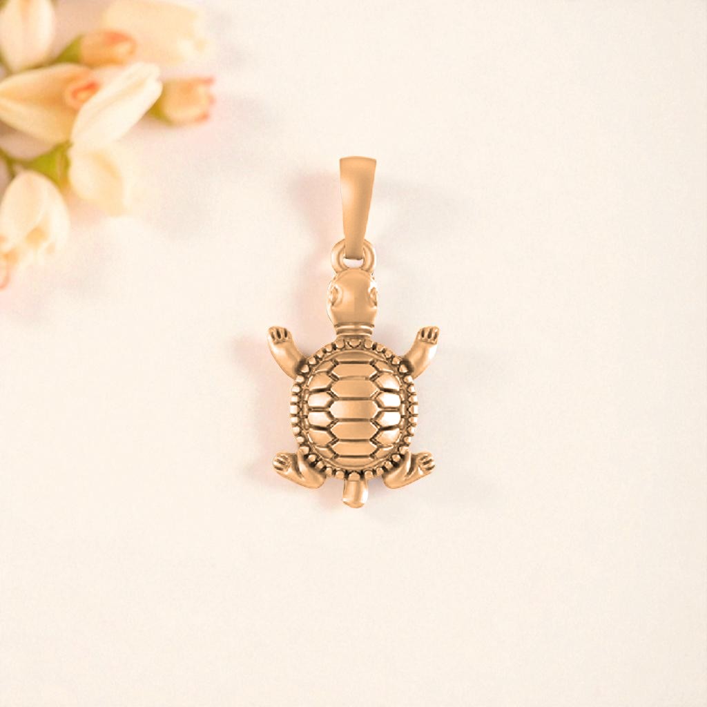 22 CT Gold Plated Silver (92.5% purity) Prosperity Symbolic Tortoise Pendant by Akshat Sapphire for Kids & Woman