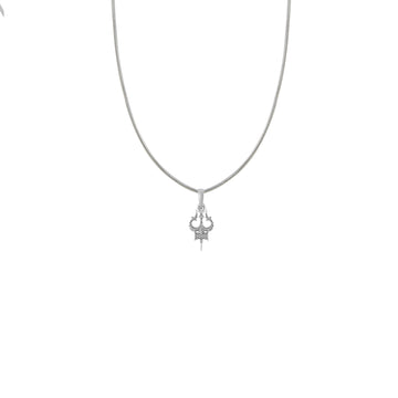 Silver Spiritual Shiva Trishul Chain Pendant (92.5% purity) by Akshat Sapphire Shiva Trishul Chain Pendant for Kids (Upto 4 years)(Snake Chain: 12 Inches)