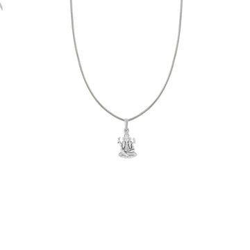 God Ganesh Silver Chain Pendant  (92.5% purity) by Akshat Sapphire Ganapathy Chain Pendant for Kids (Snake Chain: 15 Inches)