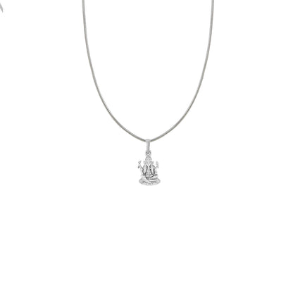 God Ganesh Silver Chain Pendant (92.5% purity) by Ganapathy Chain Pendant for Kids (Snake Chain: 15 Inches)