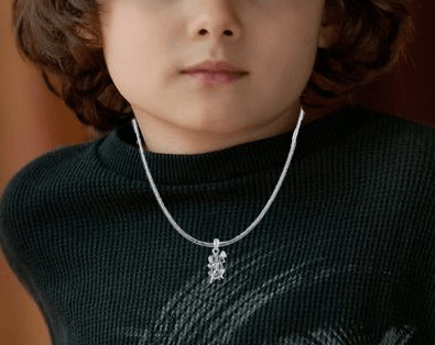 God Hanuman Silver Chain Pendant  (92.5% purity) by Akshat Sapphire Bajrangbali Chain Pendant for Kids (Upto 4 years) (Snake Chain: 12 Inches)