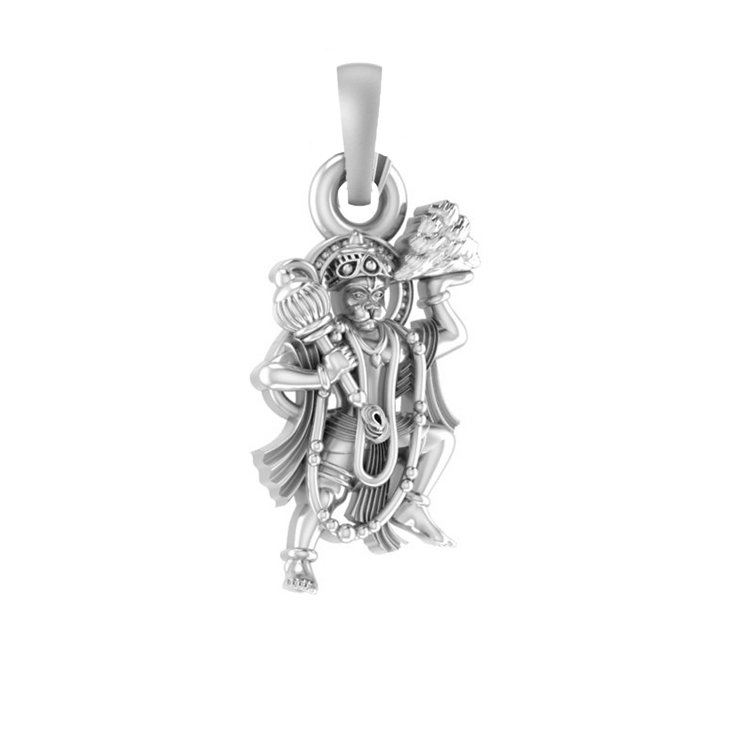 God Hanuman Silver Chain Pendant (92.5% purity) by Bajrangbali Chain Pendant for Kids (Upto 4 years) (Snake Chain: 12 Inches)