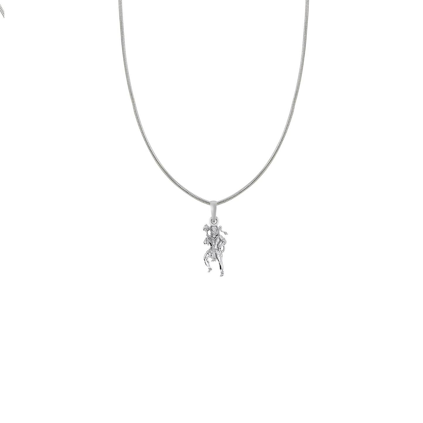 God Hanuman Silver Chain Pendant  (92.5% purity) by Akshat Sapphire Bajrangbali Chain Pendant for Kids (Upto 4 years) (Snake Chain: 12 Inches)
