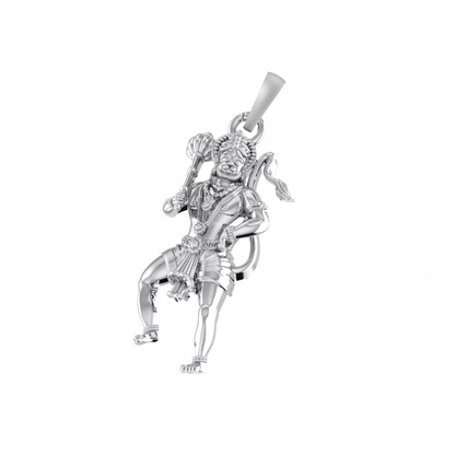 God Hanuman Silver Chain Pendant  (92.5% purity) by Akshat Sapphire Bajrangbali Chain Pendant for Kids (Upto 4 years) (Snake Chain: 12 Inches)