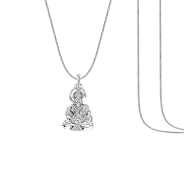 God Hanuman Bajrang Bali Silver Chain Pendant  (92.5% purity) by Akshat Sapphire Bajrangbali Chain Pendant for Kids (Upto 4 years) (Snake Chain: 12 Inches)