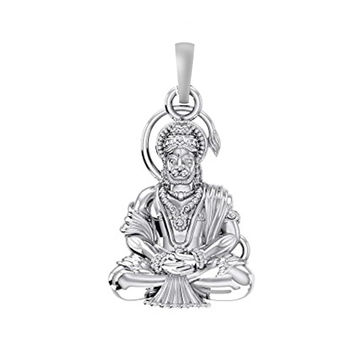 God Hanuman Bajrang Bali Silver Chain Pendant (92.5% purity) by Bajrangbali Chain Pendant for Kids (Upto 4 years) (Snake Chain: 12 Inches)
