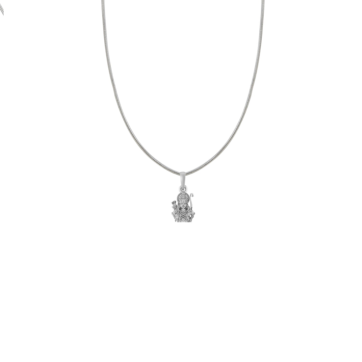 God Shree Ram Silver Chain Pendant(92.5% purity) by Akshat Sapphire Ram Chain Pendant for Kids (Upto 4 years) (Snake Chain: 12 Inches)