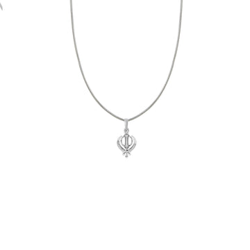 Silver Sikh Khanda symbol Chain Pendant (92.5% purity) by Akshat Sapphire Sikh Khanda symbol Chain Pendant for Kids (Upto 4 years) and Woman (Snake Chain: 12 Inches)