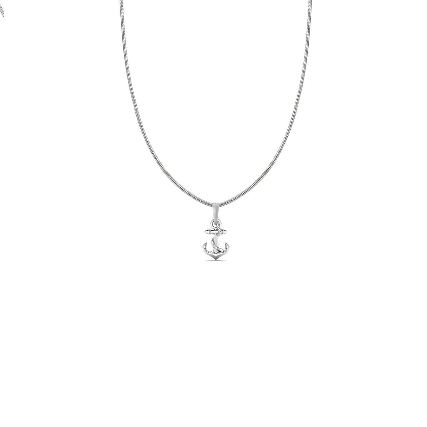 Silver Ship Anchor Chain Pendant (92.5% purity) by Akshat Sapphire Ship Anchor Chain Pendant for Kids (Upto 4 years) & Woman (Snake Chain: 12 Inches)