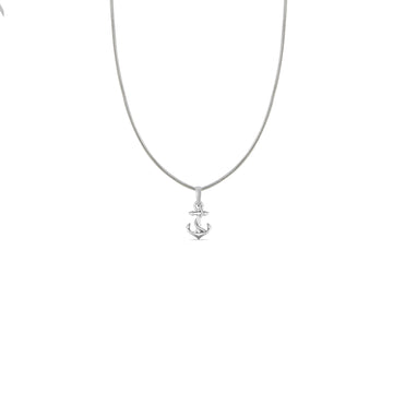Silver Ship Anchor Chain Pendant (92.5% purity) by Akshat Sapphire Ship Anchor Chain Pendant for Kids (Upto 4 years) & Woman (Snake Chain: 12 Inches)