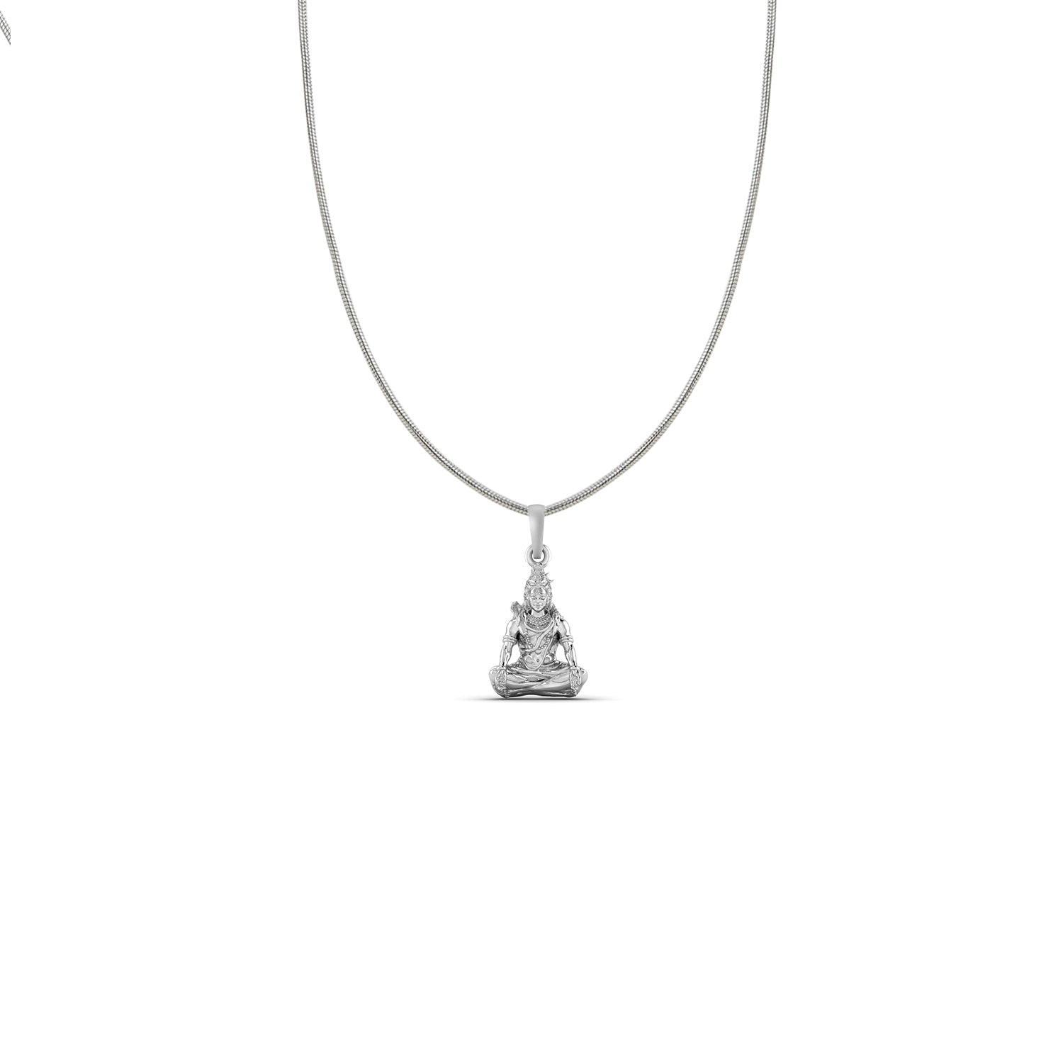 God Shiva Silver Chain Pendant(92.5% purity) by Akshat Sapphire Shiva Chain Pendant for Kids (Upto 4 years) & Woman (Snake Chain: 12 Inches)