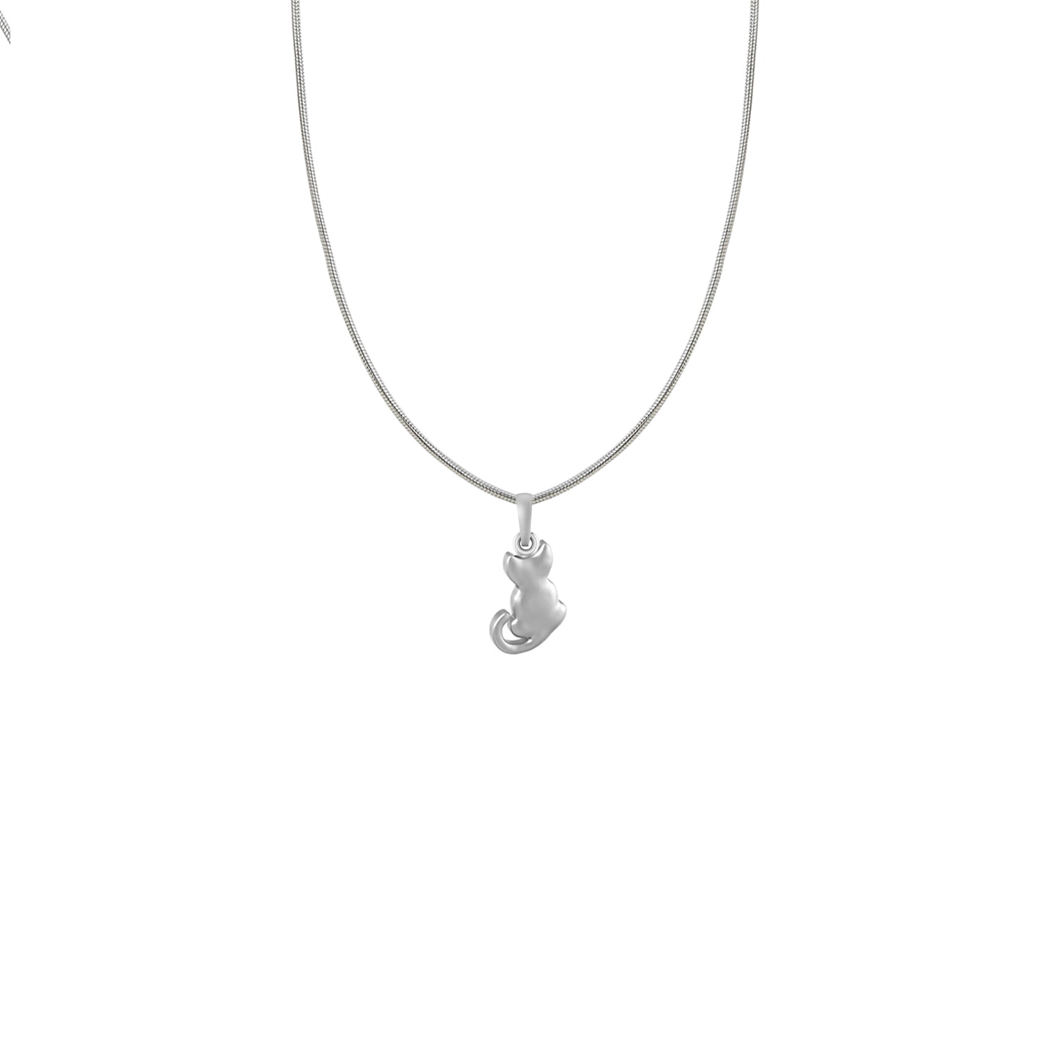 Silver Stylish and Fashionable Cute Cat Chain Pendan (92.5% purity) by Akshat Sapphire Cute Cat Chain Pendan  for Kids (Upto 4 years) (Snake Chain: 12 Inches)