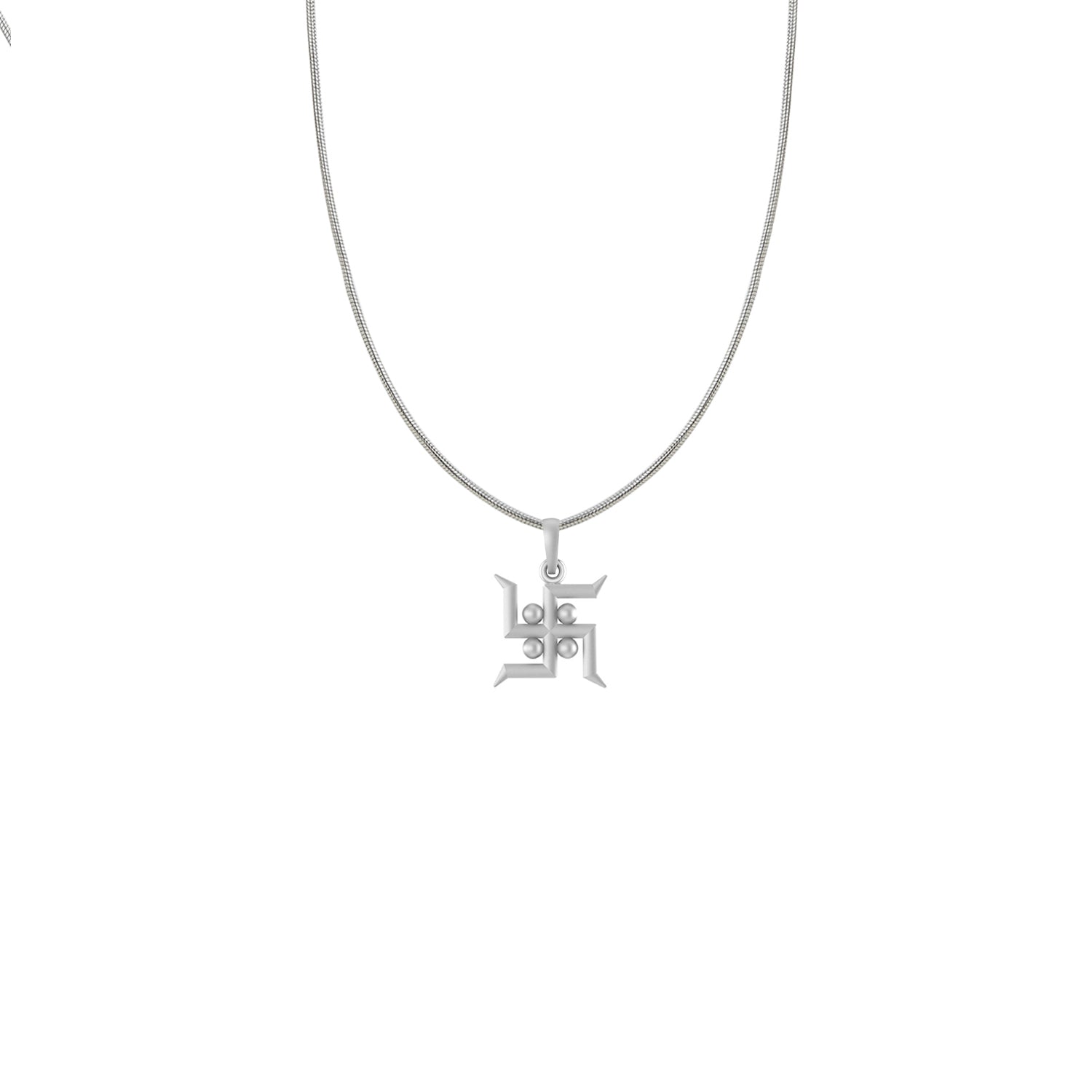 Silver Spiritual Swastik Symbol Chain Pendant (92.5% purity)by Akshat Sapphire Swastik Symbol Chain Pendant for Kids (Upto 4 years)(Snake Chain: 12 Inches)