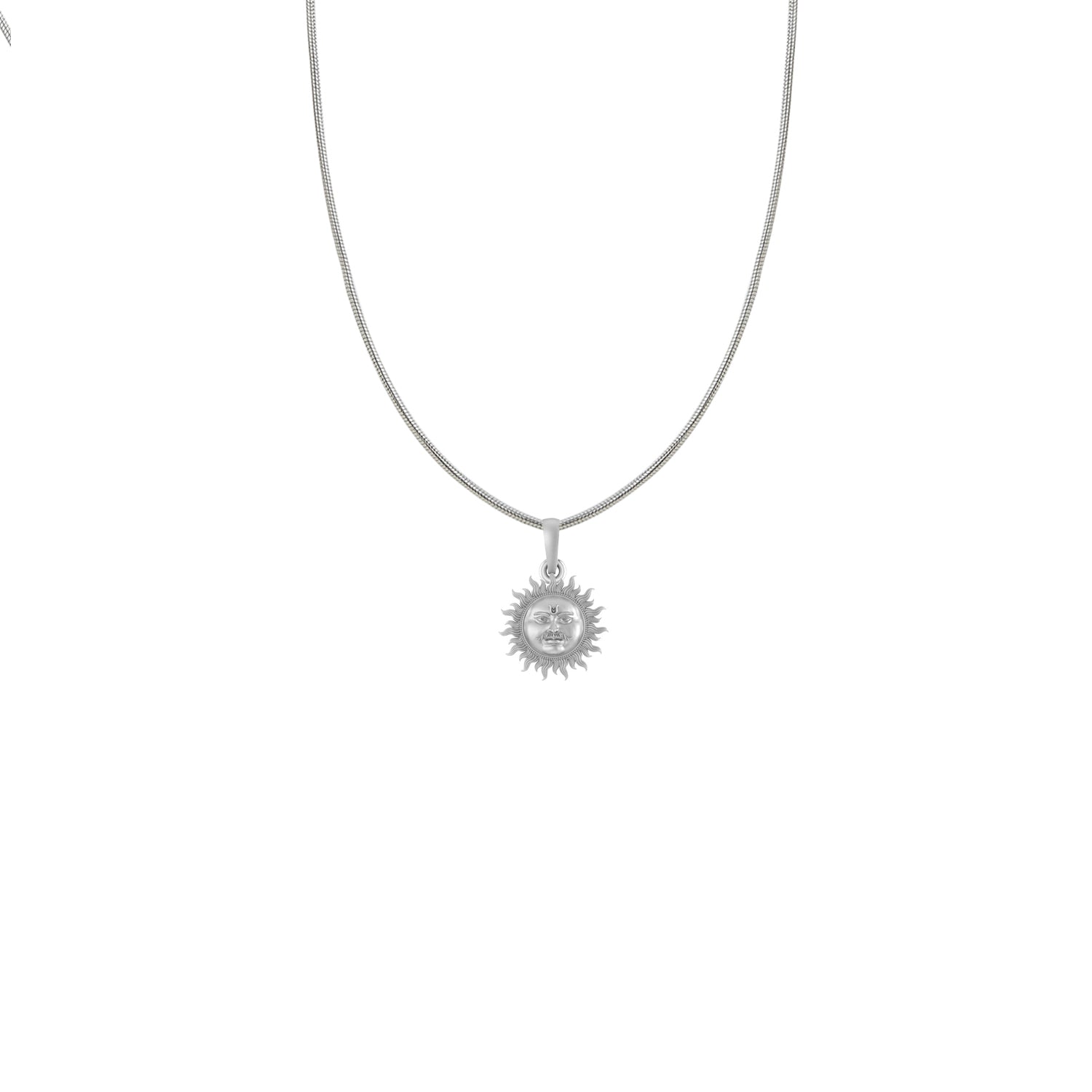 Silver Divine God Sun Chain Pendant(92.5% purity) by Akshat Sapphire Lord Surya Chain Pendant for Kids (Upto 4 years) (Snake Chain: 12 Inches)