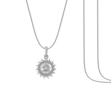 Silver Divine God Sun Chain Pendant(92.5% purity) by Akshat Sapphire Lord Surya Chain Pendant for Kids (Upto 4 years) (Snake Chain: 12 Inches)