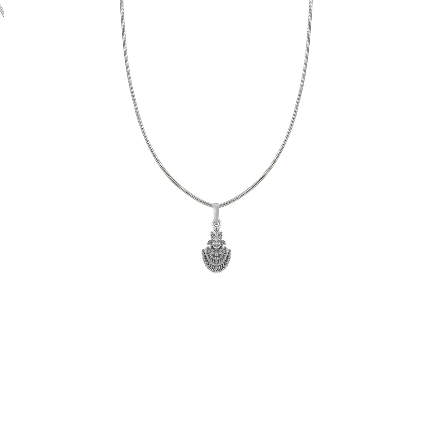 God Baba Khatu Shyam Silver Chain Pendant (92.5% purity) by Akshat Sapphire Baba Khatu Shyam Chain Pendant  for Kids (Upto 4 years) (Snake Chain: 12 Inches)
