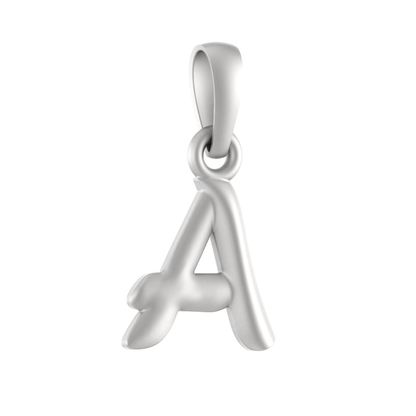 Alphabet Silver Chain Pendant (92.5% purity) for kids upto 4 years by (Snake Chain: 12 Inches)
