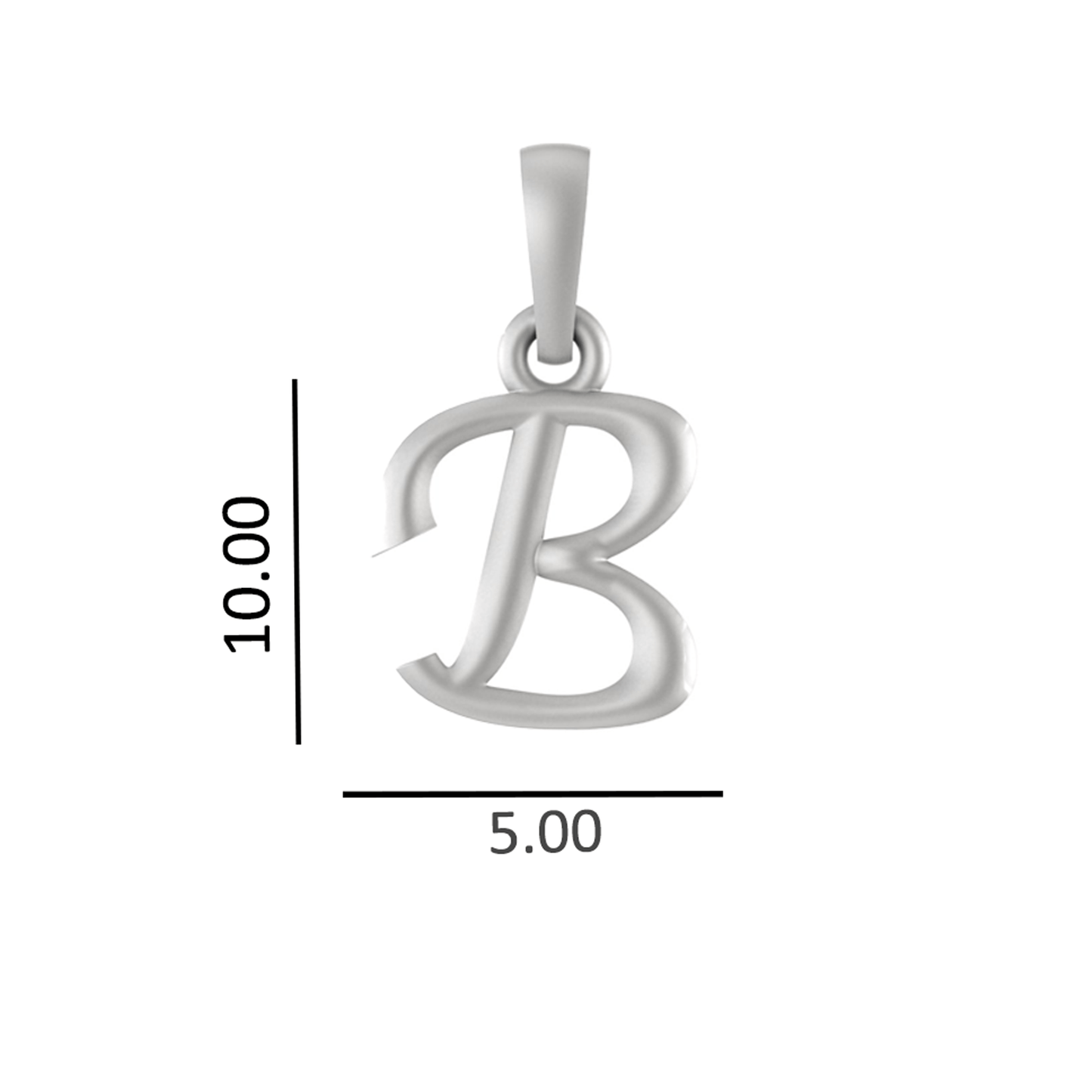 Sterling silver B alphabet chain pendant for kids snake chain 12 inches by Akshat Sapphire 92.5 Silver KDPSS12-B-8024