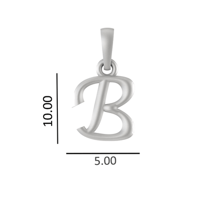 Sterling silver B alphabet chain pendant for kids snake chain 12 inches by Akshat Sapphire 92.5 Silver KDPSS12-B-8024