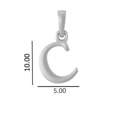 Alphabet Silver Chain Pendant (92.5% purity) for kids upto 4 years by (Snake Chain: 12 Inches)