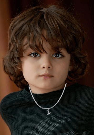 "Sterling silver V alphabet chain pendant for kids snake chain 12 inches by Akshat Sapphire 92.5 Silver KDPSS12-V-8044