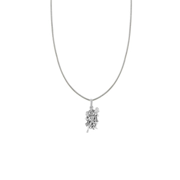 God Hanuman Silver Chain Pendant  (92.5% purity) by Akshat Sapphire Bajrangbali Chain Pendant for kids (Snake Chain: 15 Inches)