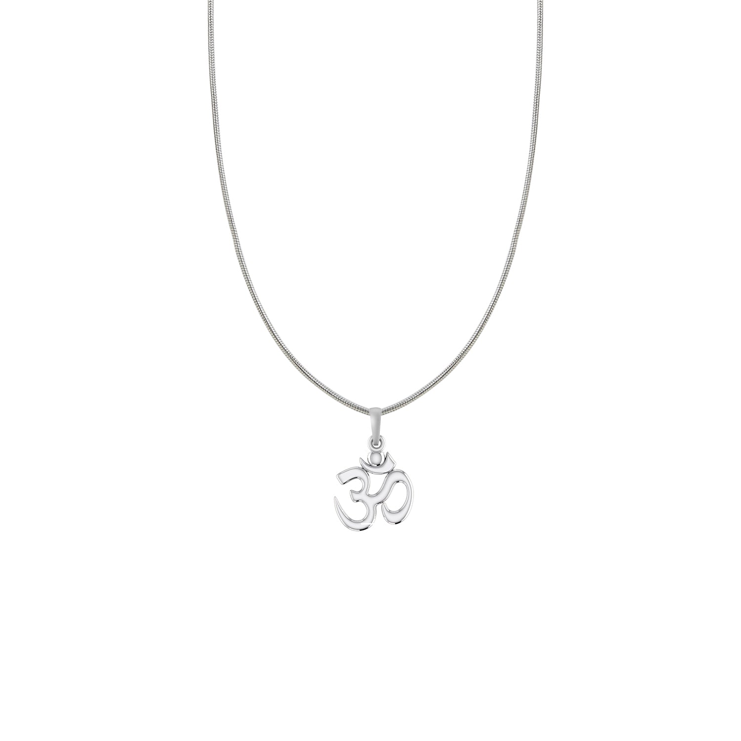 Silver Spiritual OM Chain Pendant by Akshat Sapphire Om Chain Pendant for Kids  (Snake Chain: 15 Inches)
