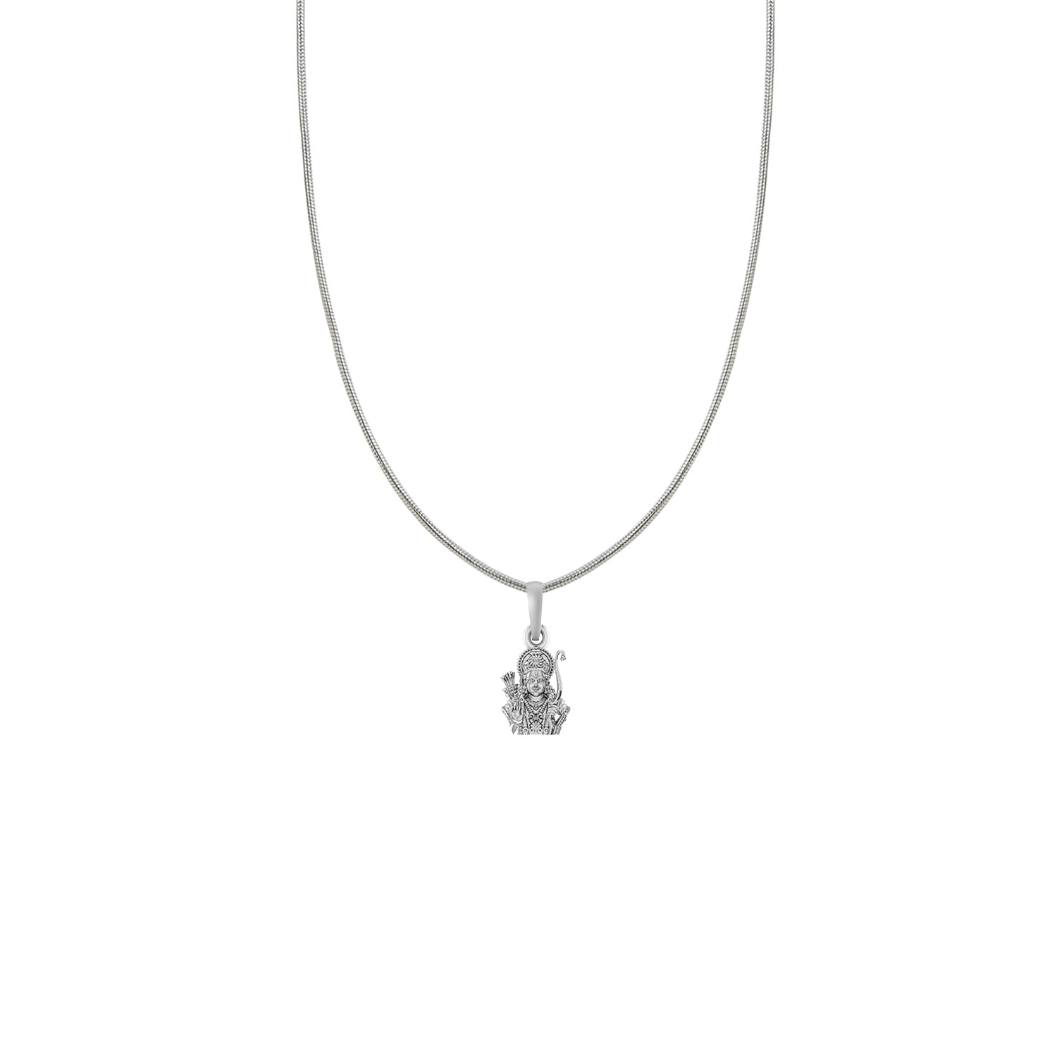 God Shree Ram Silver Chain Pendant(92.5% purity) by Akshat Sapphire Ram Chain Pendant for Kids (Snake Chain: 15 Inches)