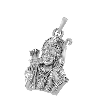 God Shree Ram Silver Chain Pendant(92.5% purity) by Akshat Sapphire Ram Chain Pendant for Kids (Snake Chain: 15 Inches)
