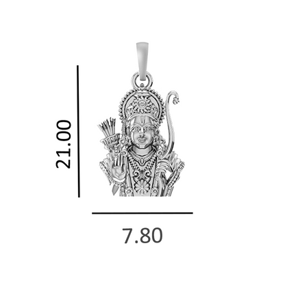 God Shree Ram Silver Chain Pendant(92.5% purity) by Akshat Sapphire Ram Chain Pendant for Kids (Snake Chain: 15 Inches)