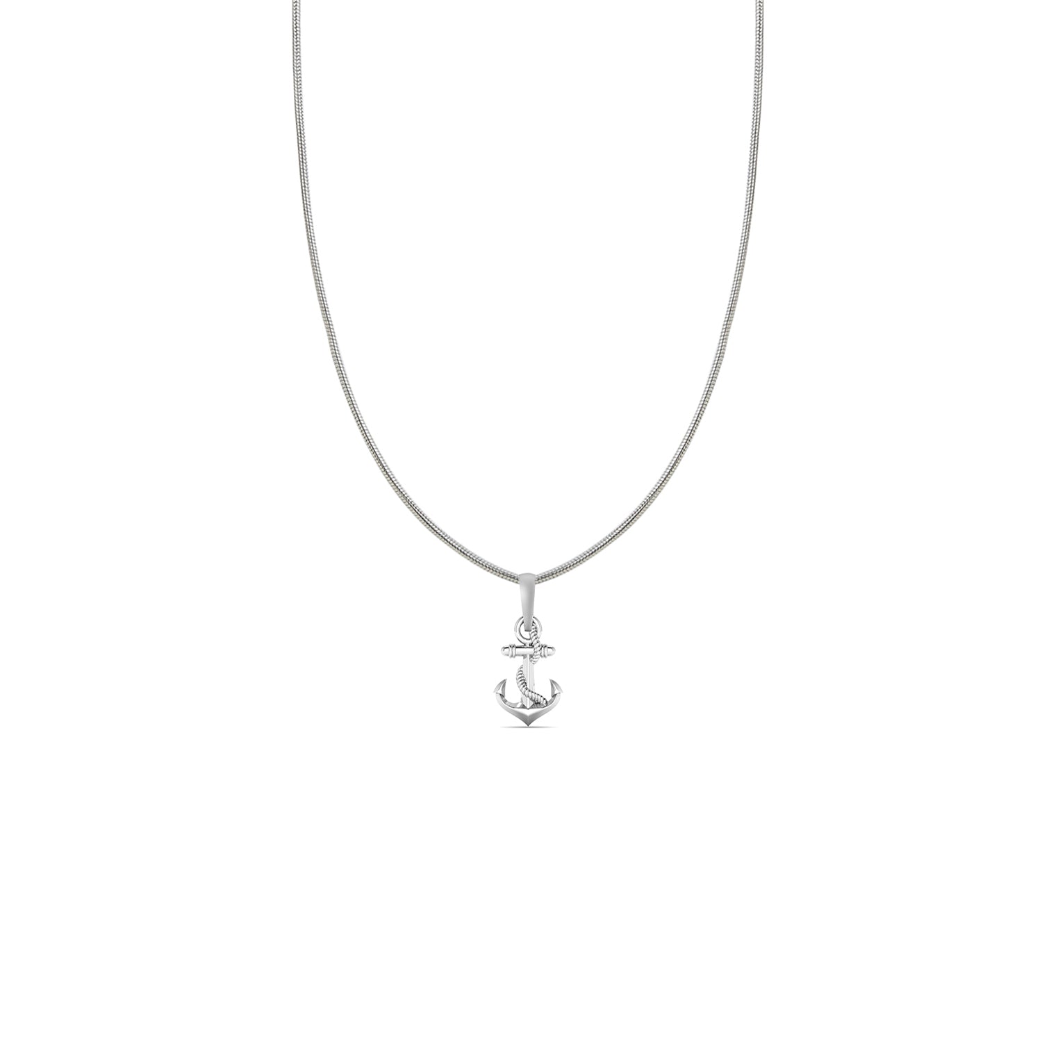 Silver Ship Anchor Chain Pendant (92.5% purity) by Akshat Sapphire Ship Anchor Chain Pendant for Kids & Woman (Snake Chain: 15 Inches)
