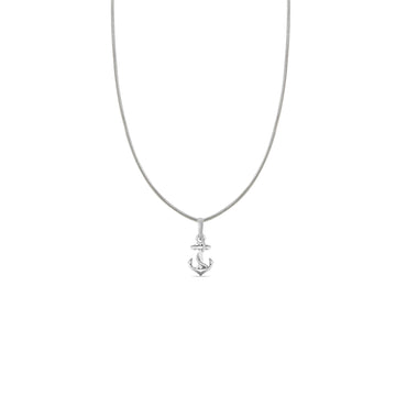 Silver Ship Anchor Chain Pendant (92.5% purity) by Akshat Sapphire Ship Anchor Chain Pendant for Kids & Woman (Snake Chain: 15 Inches)