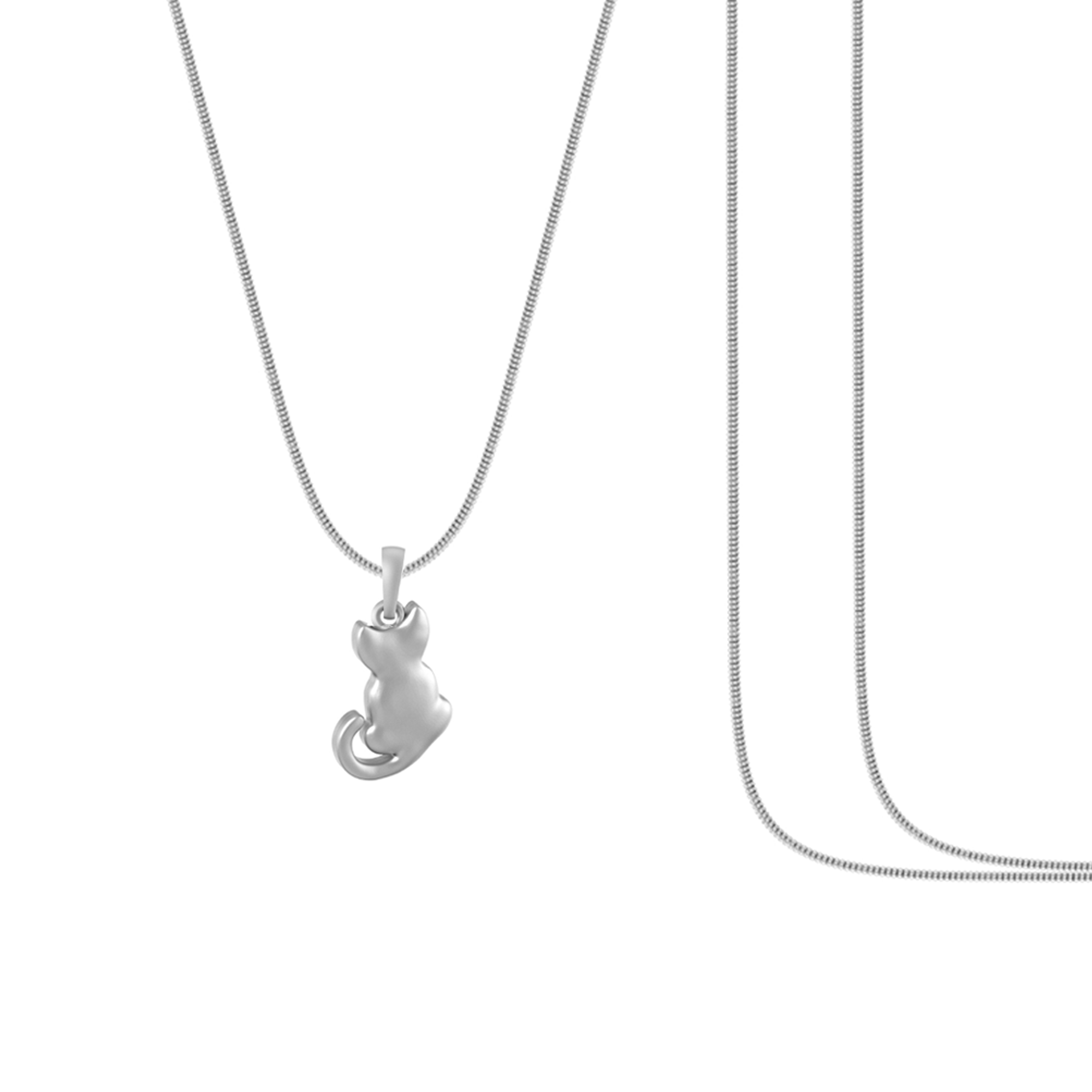Silver Stylish and Fashionable Cute Cat Chain Pendan (92.5% purity) by Akshat Sapphire Cute Cat Chain Pendan  for Kids (Snake Chain: 15 Inches)