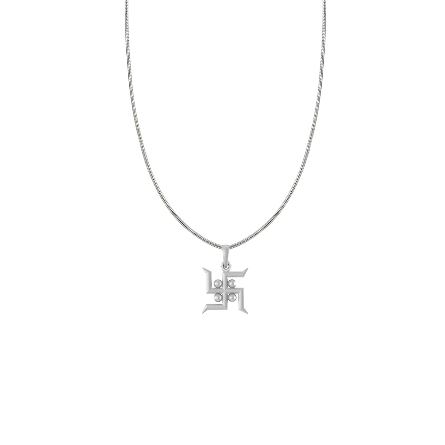 Silver Spiritual Swastik Symbol Chain Pendant (92.5% purity)by Akshat Sapphire Swastik Symbol Chain Pendant for Kids(Snake Chain: 15 Inches)