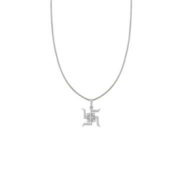 Silver Spiritual Swastik Symbol Chain Pendant (92.5% purity)by Akshat Sapphire Swastik Symbol Chain Pendant for Kids(Snake Chain: 15 Inches)